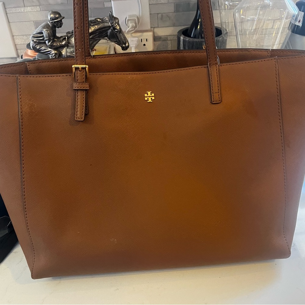 Tory Burch Brown Structured Leather Tote